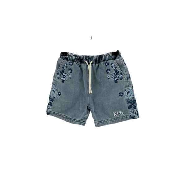 Kith Floral Paisley Chambray Blue Apollo Short - Kent Light Wash Size 3T - Picture 2 of 4